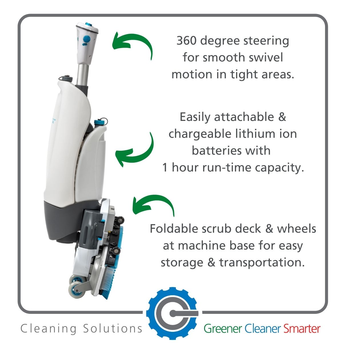 i-mop product features #1 - 360 degree steering, lithium ion batteries & foldable scrub deck