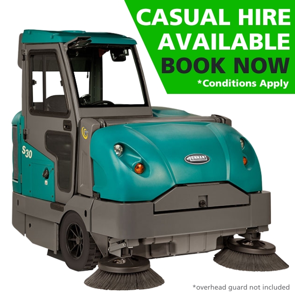 Tennant S30 Industrial Ride-On Sweeper Hire, Available in LPG or Diesel